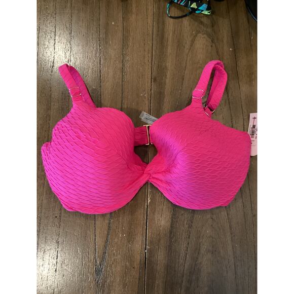 Victoria's Secret Swim Mix & Match textured Twist Push Up Bikini Top Pink 36DD - Picture 3 of 7